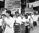 Burma / Myanmar: Women from the University of Foreign Languages demonstrate against the government in Rangoon, 1988